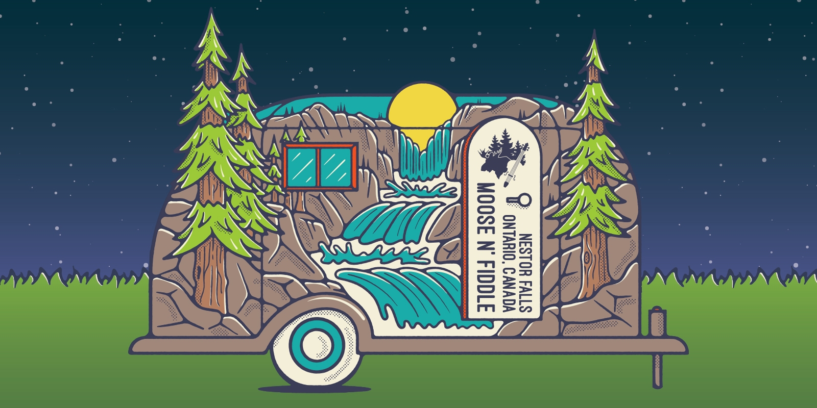 An illustration of a campervan