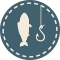 Blue Fish and Hook Icon